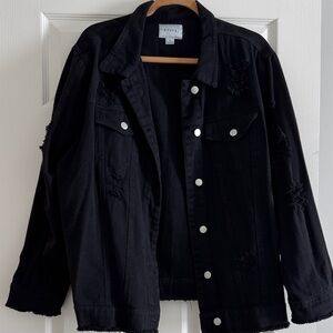 HYFVE Black Distressed Denim Jacket